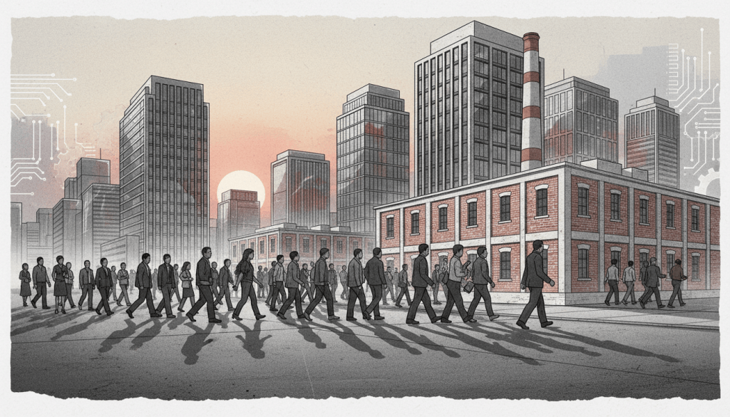 Ilustración editorial generada con IA sobre empleo